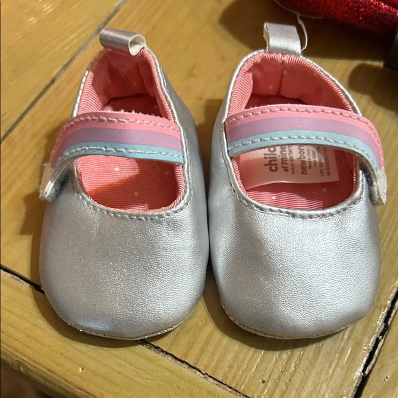 chic Other - Chic Metallic Baby Shoes with Pink and Blue Straps